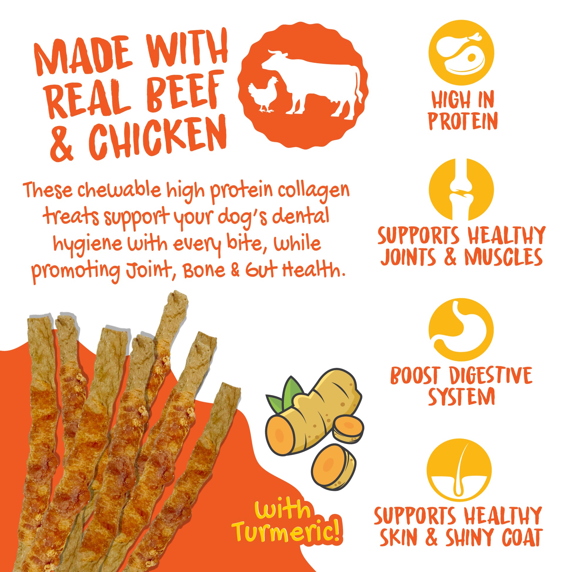 Roll'a Joint Dog Treats with collagen and turmeric benefits